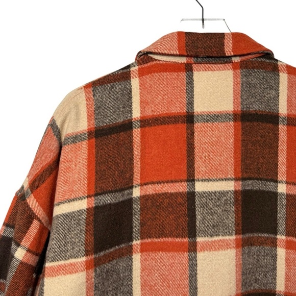 American Singer Orange Plaid Inspired By Cover Art Fall Oversized Shacket Sz M - Picture 13 of 14